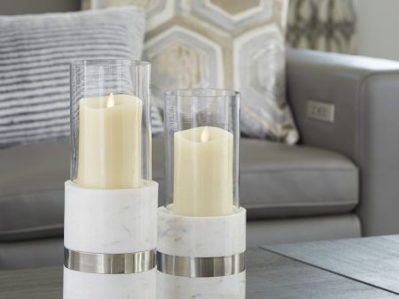 Gracelyn Candle Holder Set (2 CN) White Silver Online