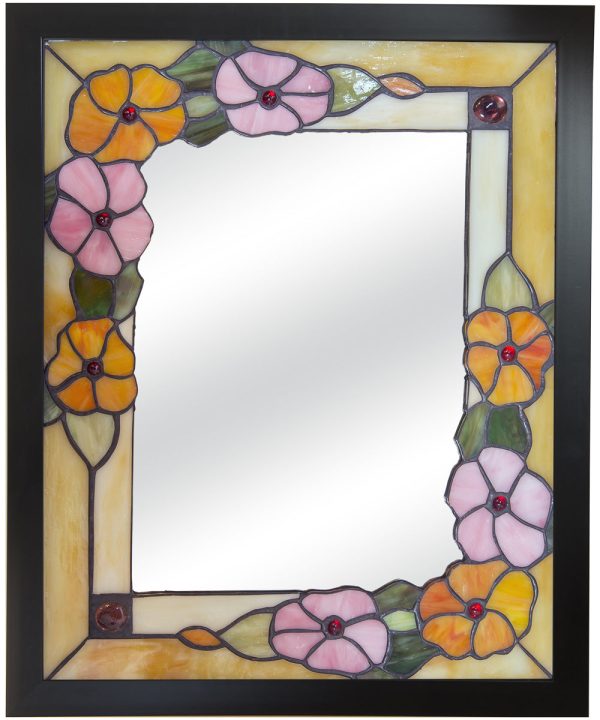 Rose Tiffany Framed Mirror For Sale