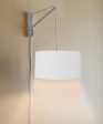 16 W 2 Light MAST Plug-In Wall Mount Pendant  White Linen Drum with Diffuser White Cord Arm Online Sale