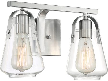 14 W Skybridge 2-Light Vanity & Wall Brushed Nickel For Sale