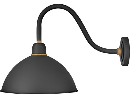 1-Light Medium Gooseneck Outdoor Barn Light in Textured Black Online Hot Sale