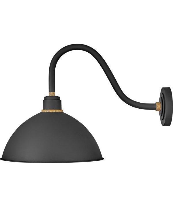 1-Light Medium Gooseneck Outdoor Barn Light in Textured Black Online Hot Sale