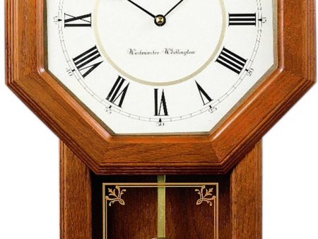 22 H Schoolhouse Wall Clock Dark Brown Solid Oak For Sale