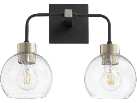 15 W Lacy 2-light Bath Vanity Light Noir w  Aged Brass Online Hot Sale