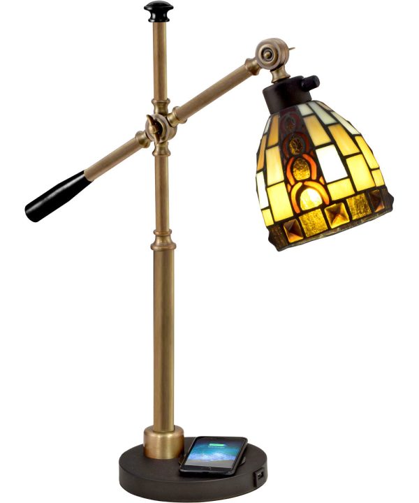 Baroque Tiffany Accent Lamp With Wirelss And Usb Charger Online now