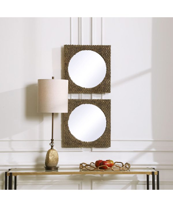 The Hive Gold Square Mirrors, Set of 2 Supply