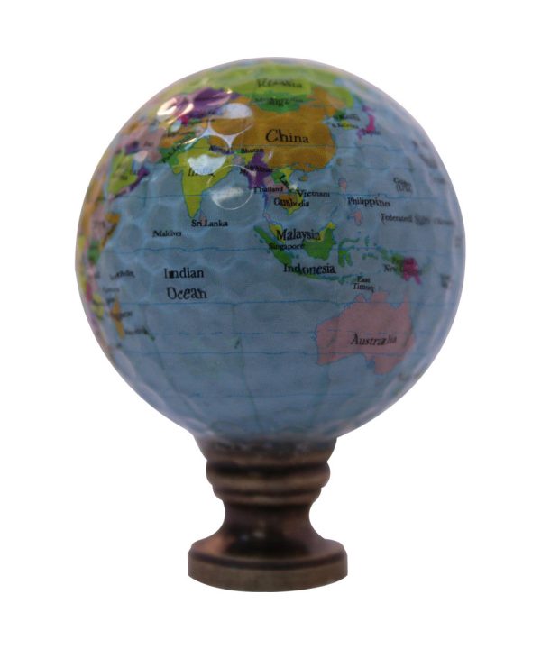 Earth Globe Lamp Finial, Blue Water with Colored Land Pattern, 2.25 h Online Hot Sale