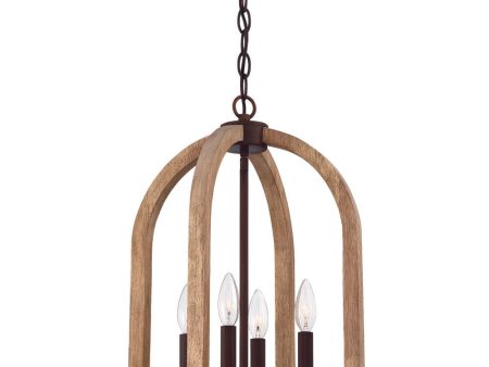 Aberdeen 4-Light Foyer Light Natural Wood Aged Bronze Brushed Fashion