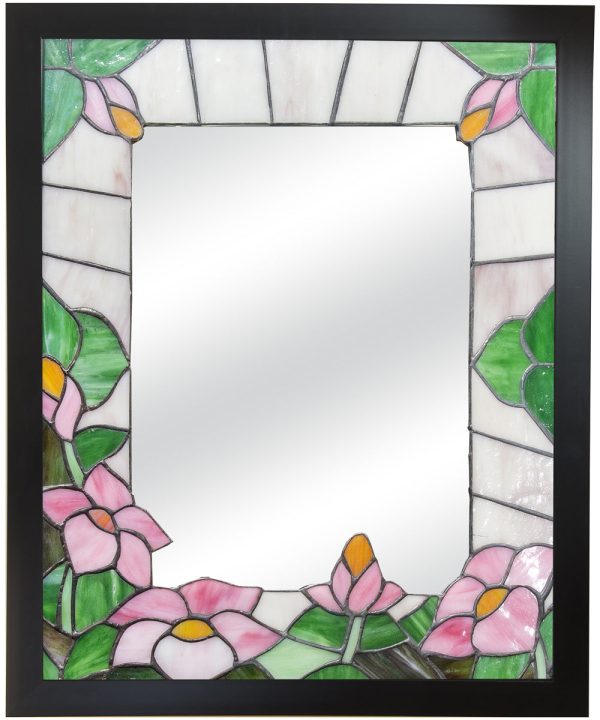 Pink Floral Tiffany Framed Mirror Online Hot Sale