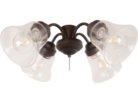 4 Light Fitter and Glass 4-Light LED Fan Light Kit Aged Bronze Brushed Online Sale