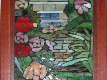 10 Inch H Floral Path Mosaic Art Glass Wall Panel Online now