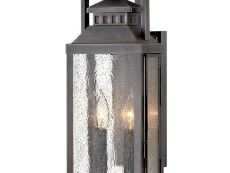 Revere 2-Light Medium Outdoor Wall Mount Lantern in Blackened Brass Cheap