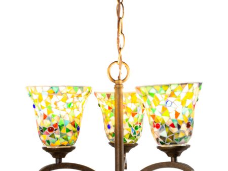 15.5 Inch W Remy 3-Light Mosaic Art Glass Chandelier Discount