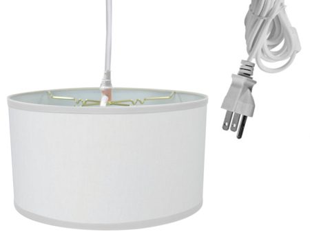 1 Light Swag Plug-In Pendant 18 w White Linen Shade, 17  White Cord Discount