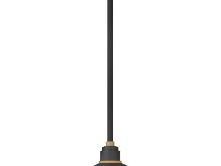 1-Light Outdoor Pendant Barn Light in Textured Black Cheap