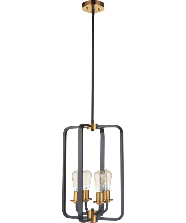 Randolph 4-Light Foyer Light Flat Black Satin Brass Online now